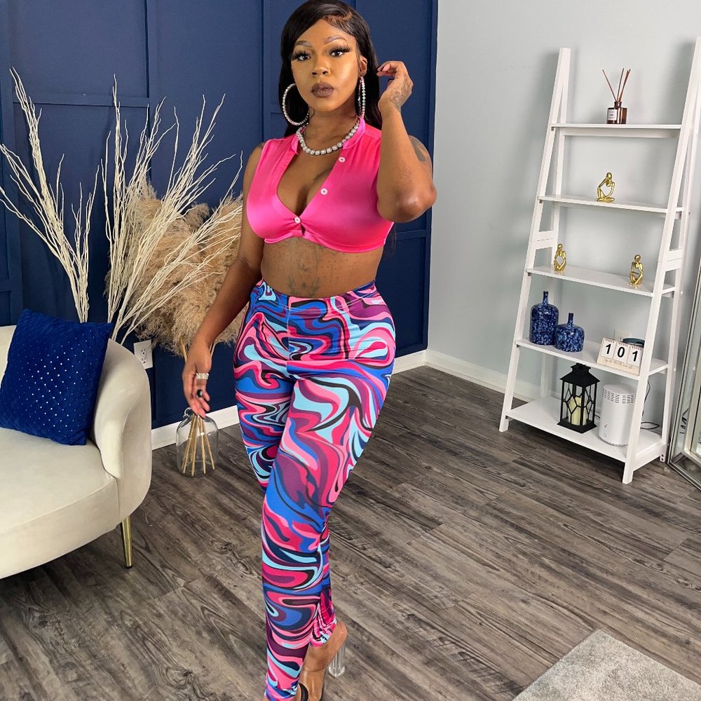 Two Piece Crop Top Legging Pants Set